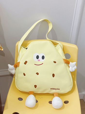 Rucsac din pânză, formă de pernă, închidere cu fermoar, buzunar intern pentru telefon, design tridimensional