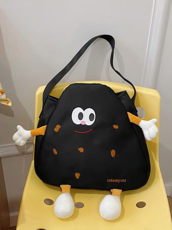 Rucsac din pânză, formă de pernă, închidere cu fermoar, buzunar intern pentru telefon, design tridimensional