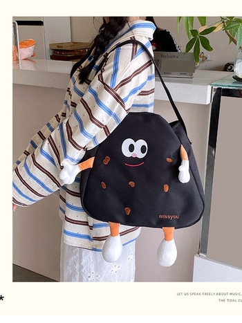 Rucsac din pânză, formă de pernă, închidere cu fermoar, buzunar intern pentru telefon, design tridimensional