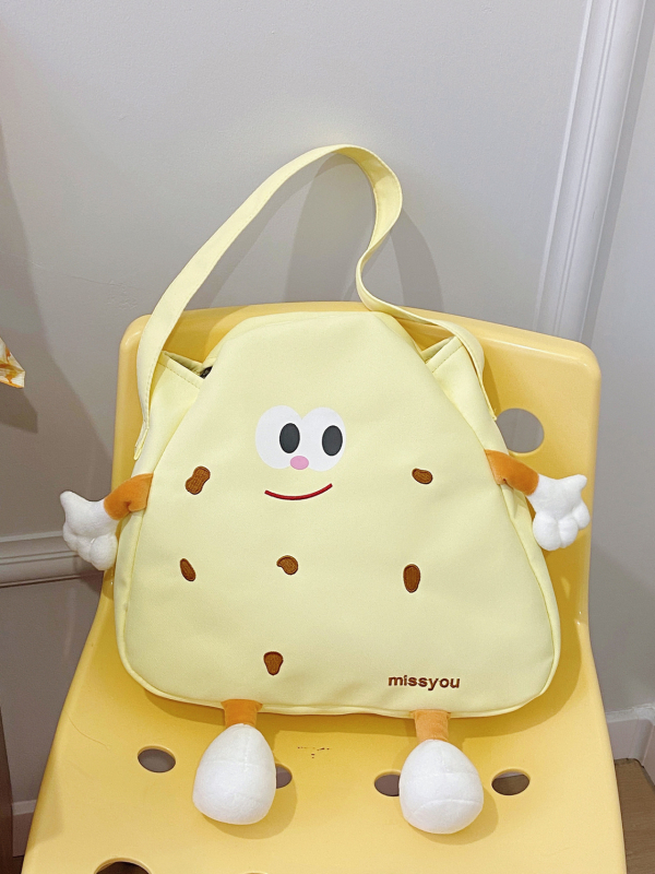 Rucsac din pânză, formă de pernă, închidere cu fermoar, buzunar intern pentru telefon, design tridimensional