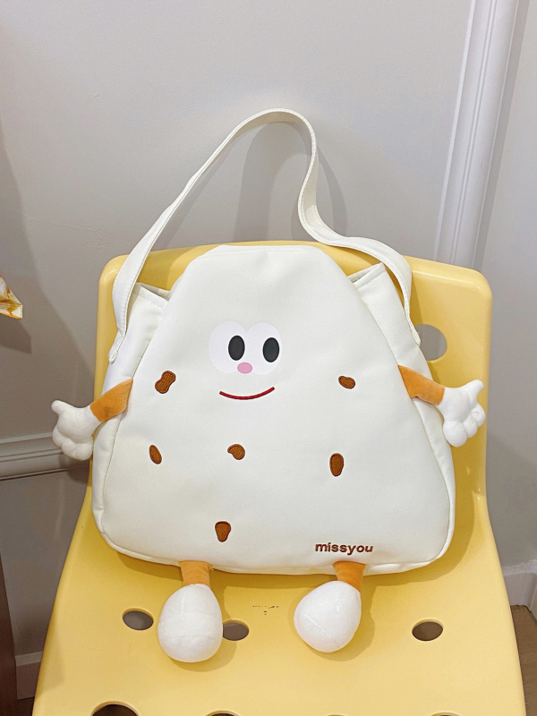 Rucsac din pânză, formă de pernă, închidere cu fermoar, buzunar intern pentru telefon, design tridimensional