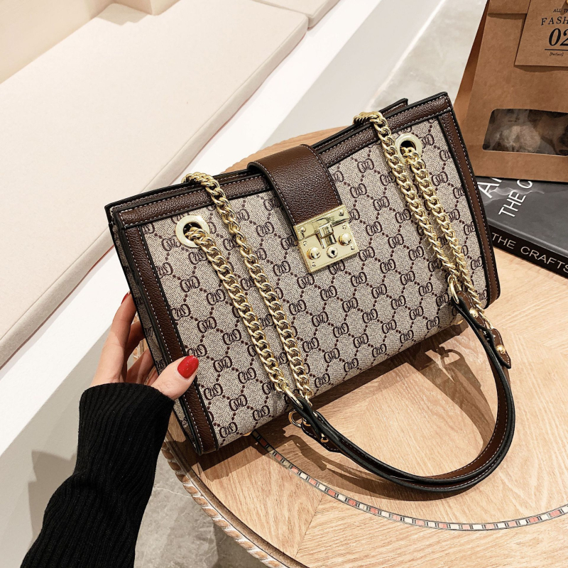 Ženska tote torba s printom, velika kapaciteta, moderan retro casual stil, lančani remen