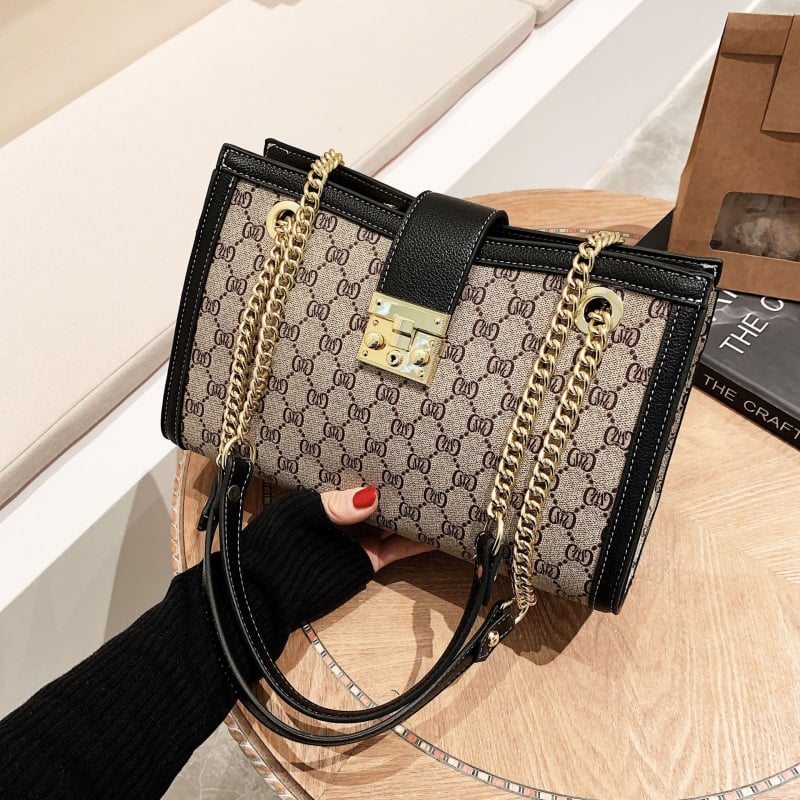 Ženska tote torba s printom, velika kapaciteta, moderan retro casual stil, lančani remen