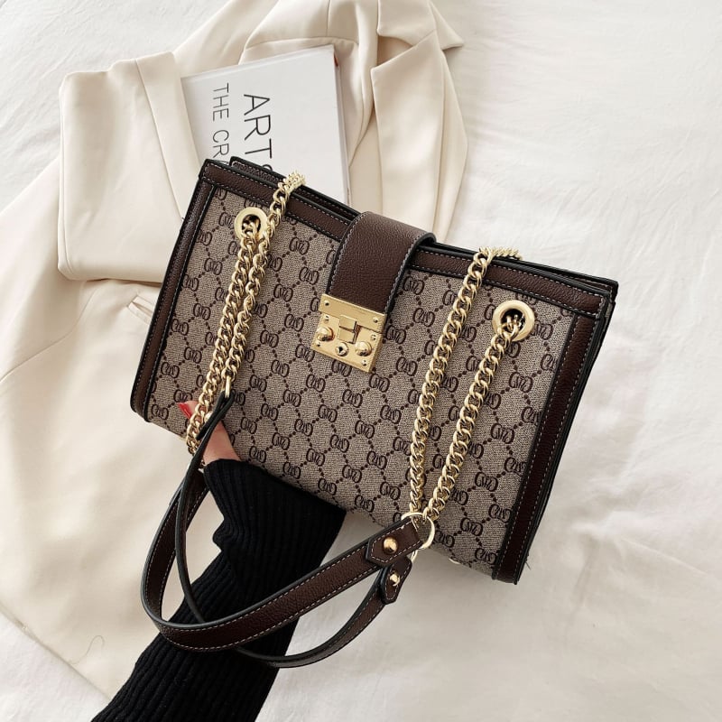 Ženska tote torba s printom, velika kapaciteta, moderan retro casual stil, lančani remen