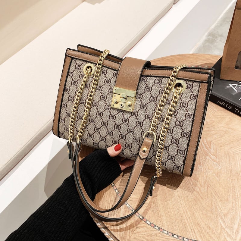 Ženska tote torba s printom, velika kapaciteta, moderan retro casual stil, lančani remen