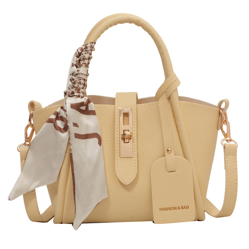 PU kožna torba Mother-in-Law Crossbody Bucket Bag, velika kapaciteta, vodoravni kvadratni oblik, zaključavanje na ključ