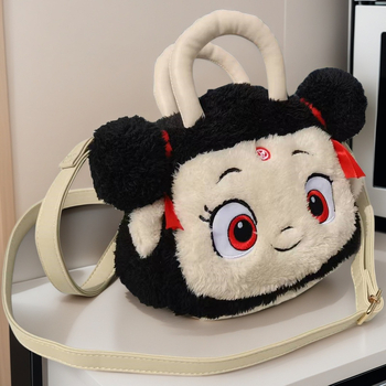 Crossbody torba s pliš pandom, svjež i sladak stil; materijal: pliš; stil torbe: tote; oblik: horizontalni kvadrat; otvaranje: gornje otvorenje