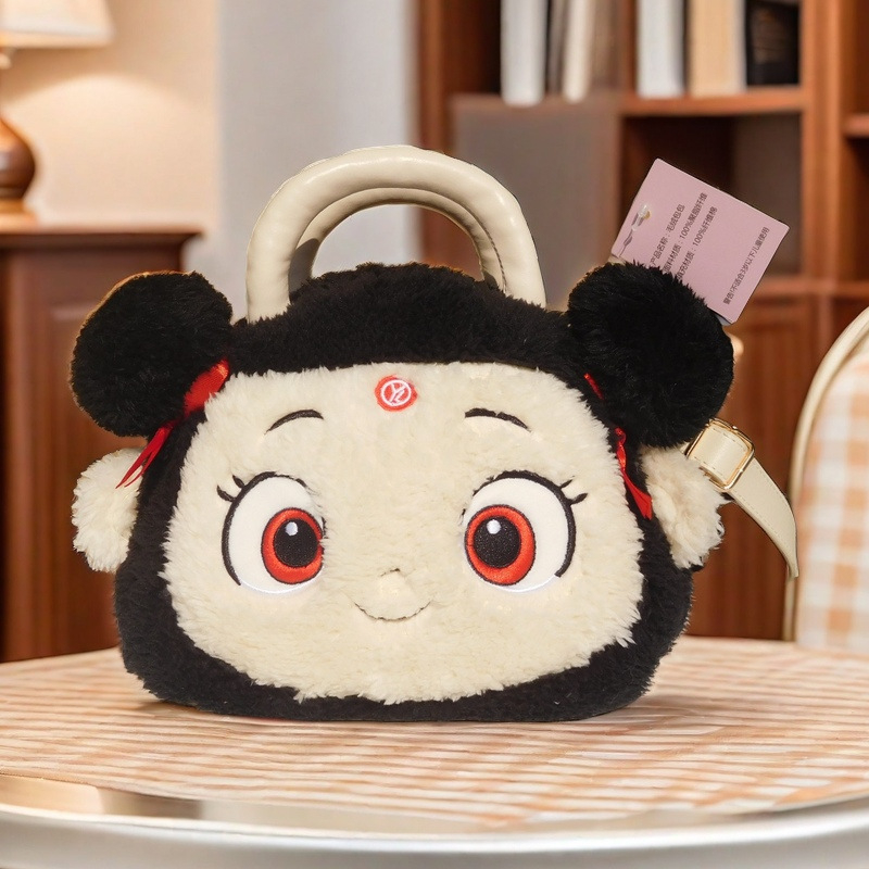 Crossbody torba s pliš pandom, svjež i sladak stil; materijal: pliš; stil torbe: tote; oblik: horizontalni kvadrat; otvaranje: gornje otvorenje