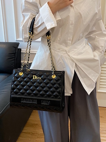 Unisex torba s lancem, kvilt PU, horizontalni kvadratni oblik, zatvarač