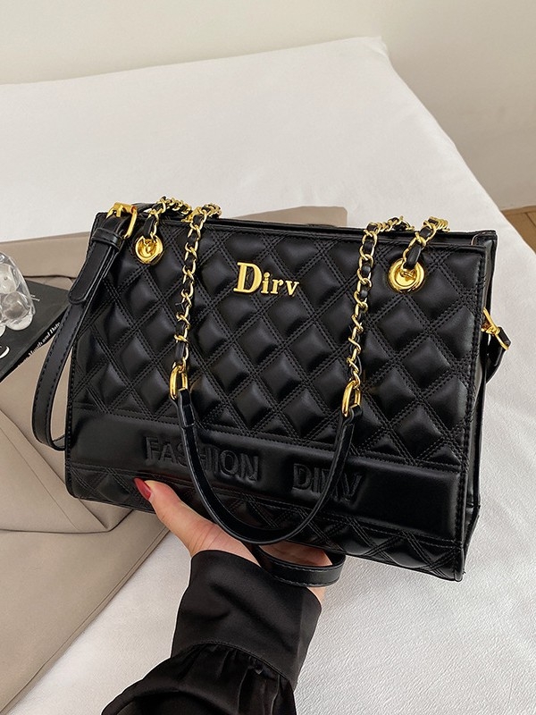 Unisex torba s lancem, kvilt PU, horizontalni kvadratni oblik, zatvarač