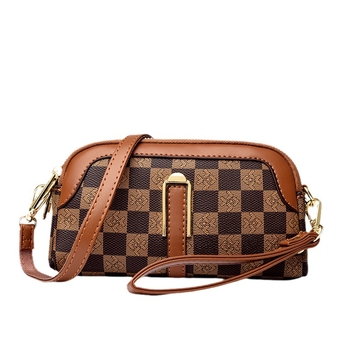 Ženska PVC torba s kariranim uzorkom, crossbody, horizontalni kvadratni oblik, unutarnja ID džep, zatvaranje zipom
