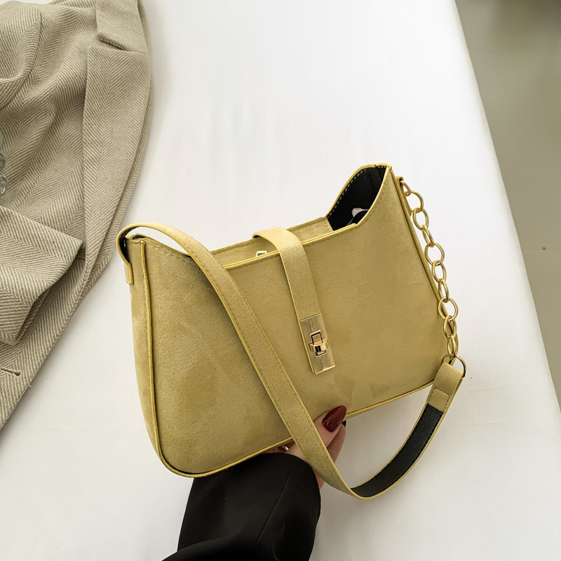 Ženska torbica od suede kože u urbanom minimalističkom stilu, mala kvadratna torbica sa zaključavanjem i podstavom od sintetičke kože