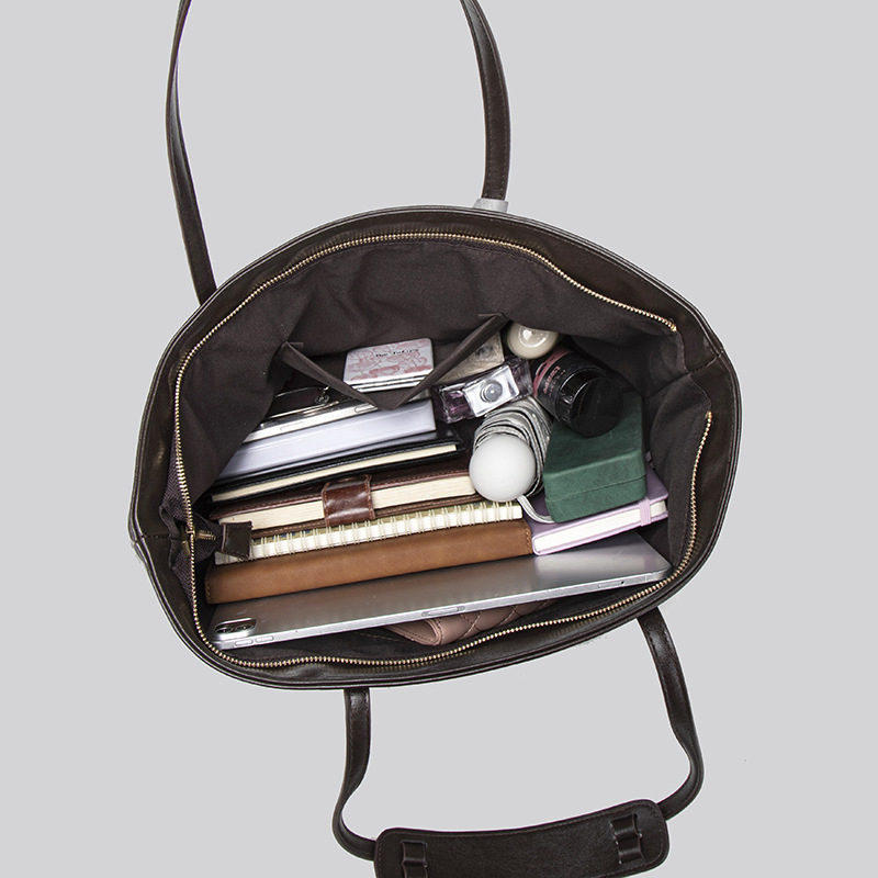 PU tote torba velike kapacitete, gradski minimalistički stil, zatvarač na zip, unutarnja džep sa zipom, poliester podstava