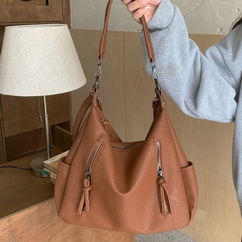 Geantă tote pentru femei în stil street, material PU, formă orizontală pătrată, închidere cu fermoar, buzunar interior cu fermoar