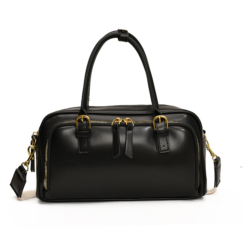 Geantă de umăr din PU, capacitate mare, stil urban simplu, formă orizontală pătrată, fermoar, buzunare interne pentru telefon și buletin, curea cu o singură curea