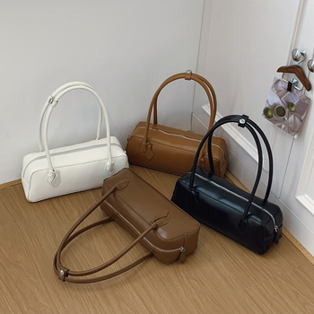 Geantă de subraț pentru femei, material PU, fermoar, căptușă poliester, buzunar pentru telefon, curea single, formă dreaptă orizontal, stil urban, vara 2025