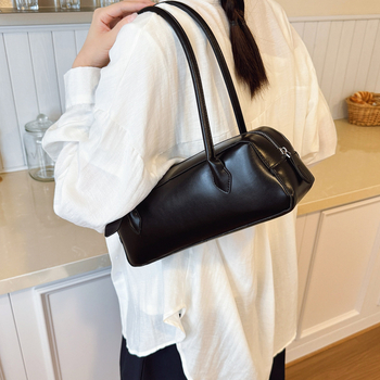 Geantă de subraț pentru femei, material PU, fermoar, căptușă poliester, buzunar pentru telefon, curea single, formă dreaptă orizontal, stil urban, vara 2025