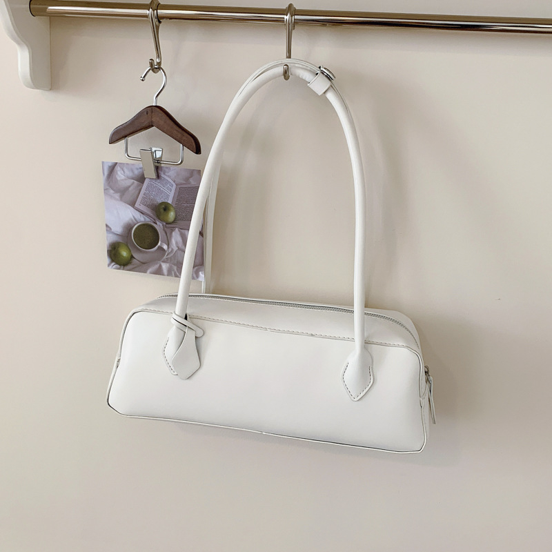 Geantă de subraț pentru femei, material PU, fermoar, căptușă poliester, buzunar pentru telefon, curea single, formă dreaptă orizontal, stil urban, vara 2025