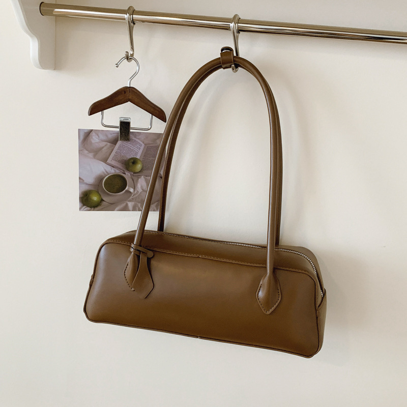 Geantă de subraț pentru femei, material PU, fermoar, căptușă poliester, buzunar pentru telefon, curea single, formă dreaptă orizontal, stil urban, vara 2025