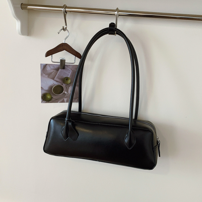 Geantă de subraț pentru femei, material PU, fermoar, căptușă poliester, buzunar pentru telefon, curea single, formă dreaptă orizontal, stil urban, vara 2025