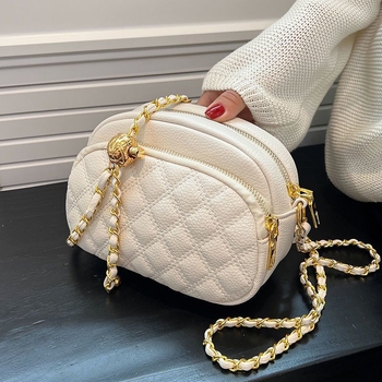 Crossbody torbica s dijamantnim šivanjem, poliester, PU podstava, zatvarač, cyber-funkcionalni stil, za slobodno vrijeme