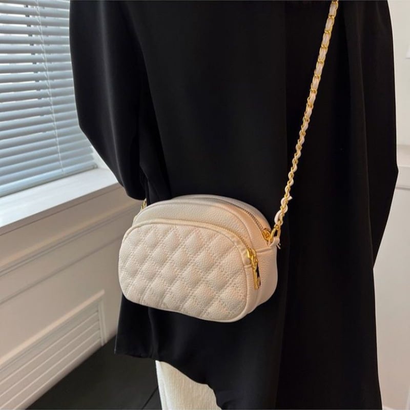 Crossbody torbica s dijamantnim šivanjem, poliester, PU podstava, zatvarač, cyber-funkcionalni stil, za slobodno vrijeme