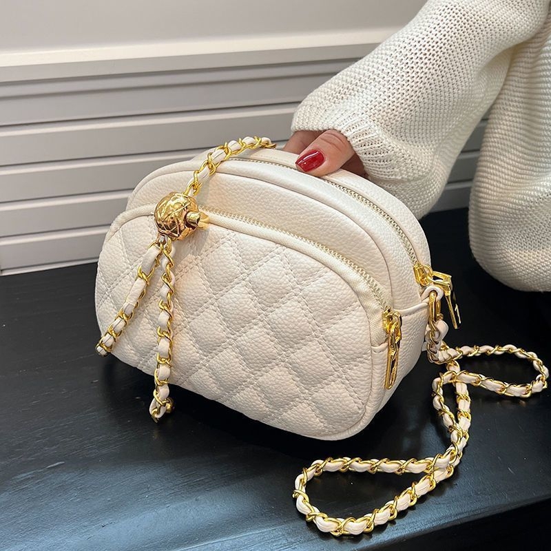 Crossbody torbica s dijamantnim šivanjem, poliester, PU podstava, zatvarač, cyber-funkcionalni stil, za slobodno vrijeme