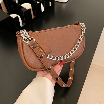 Geantă de subraț cu siluetă orizontală pătrată (PU, închidere cu fermoar, căptușeală din poliester, buzunar pentru telefon, bretea simplă)