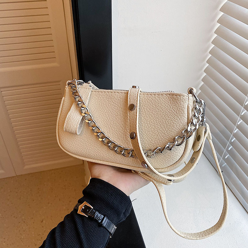 Geantă de subraț cu siluetă orizontală pătrată (PU, închidere cu fermoar, căptușeală din poliester, buzunar pentru telefon, bretea simplă)