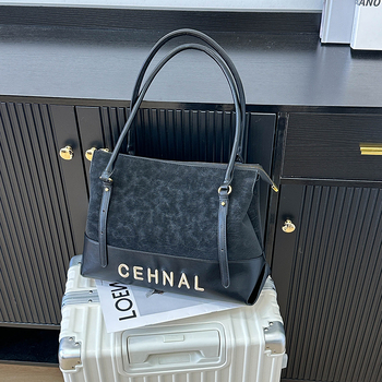 Geantă de umăr pentru femei, piele PU, formă orizontal pătrată, închidere cu fermoar, căptușeală poliester, curea dublă