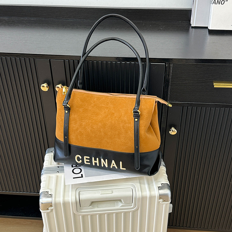 Geantă de umăr pentru femei, piele PU, formă orizontal pătrată, închidere cu fermoar, căptușeală poliester, curea dublă