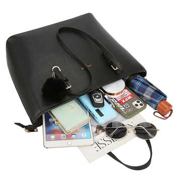 Geantă Tote din PU cu fermoar, căptușeală PU, buzunar intern pentru telefon, mânere duble, pentru uz zilnic