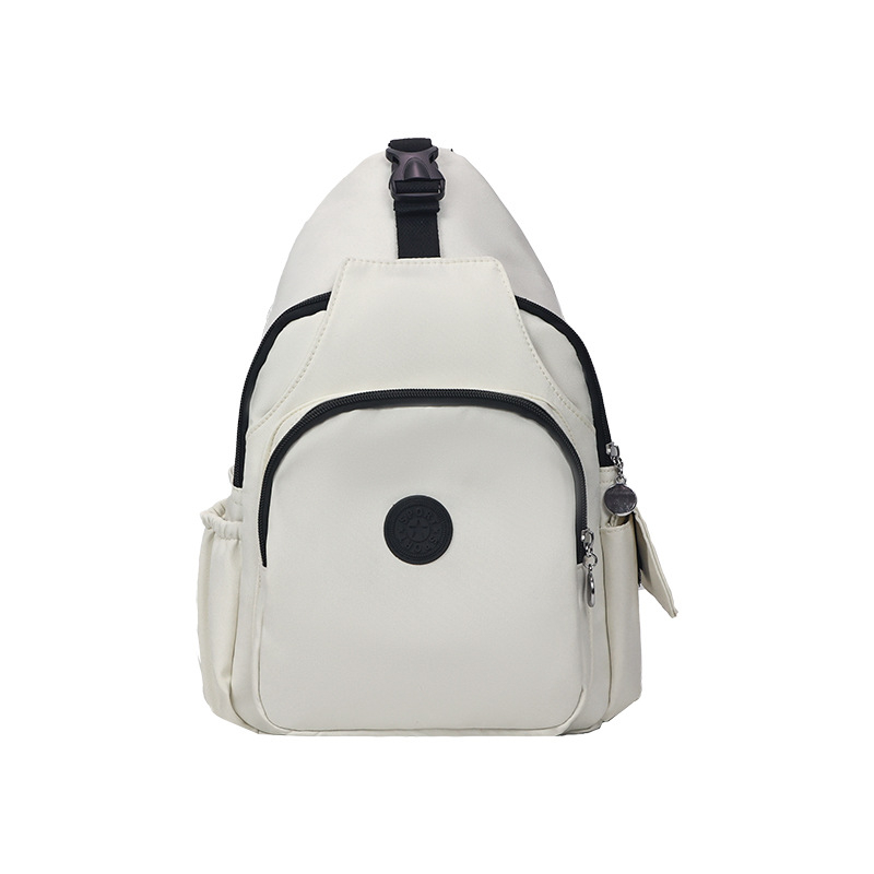 Rucsac din nylon în stil street cu capac, geantă crossbody din formă de dumpling, închidere cu fermoar, căptușeală poliester, buzunar pentru telefon