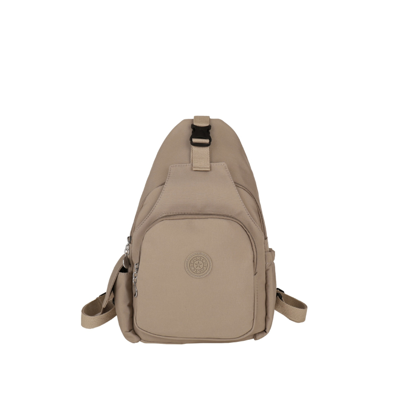 Rucsac din nylon în stil street cu capac, geantă crossbody din formă de dumpling, închidere cu fermoar, căptușeală poliester, buzunar pentru telefon