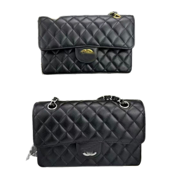 Ženska torbica od prave kože s dijamantnom lancem, vodoravnog kvadratnog oblika, zaključavanje lokotom, unutarnja džep s zipom