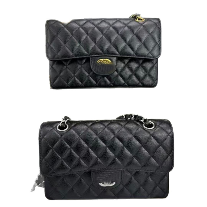 Ženska torbica od prave kože s dijamantnom lancem, vodoravnog kvadratnog oblika, zaključavanje lokotom, unutarnja džep s zipom