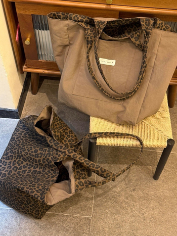 Ženska tote torba s leopardim uzorkom, dvostranska platnena torba, otvoreni vrh, džep za telefon, dvostruke ručke