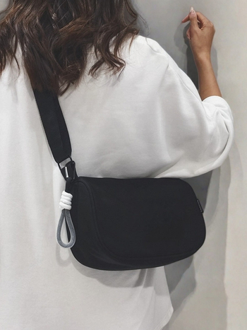 Geantă crossbody din pânză impermeabilă, stil Dumpling, pentru femei, capacitate mare, închidere cu fermoar, căptușeală poliester-cotton