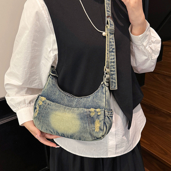 Ženska denim torba preko ramena, 2025 nova moda, dumpling-stil crossbody, svakodnevna torba