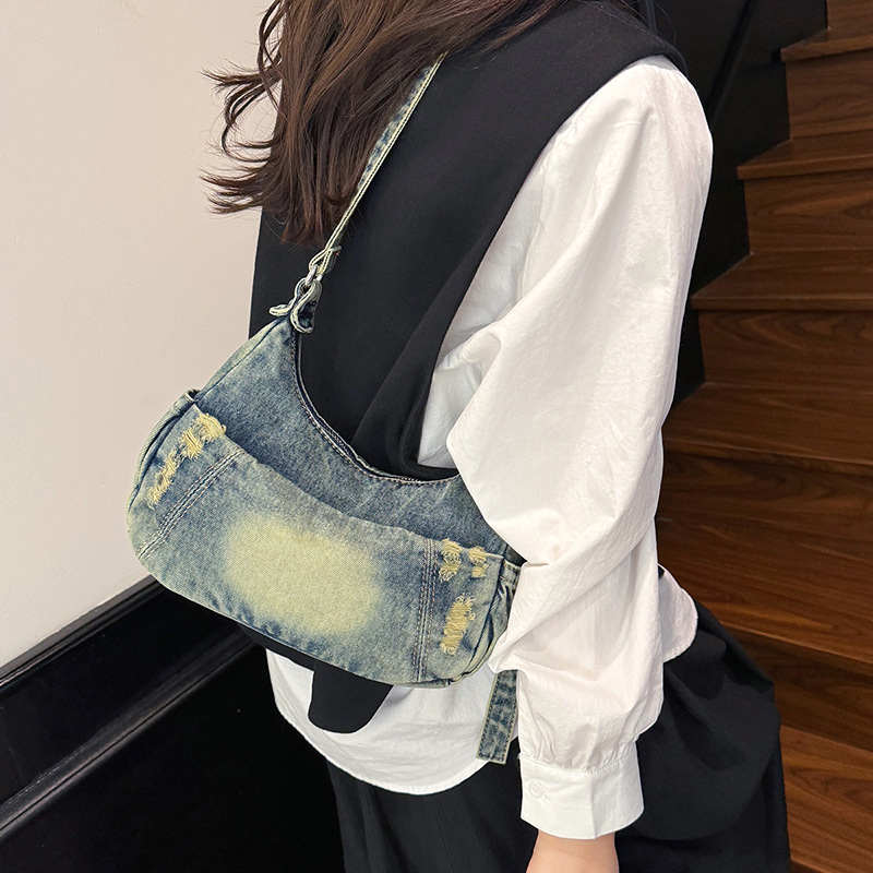 Ženska denim torba preko ramena, 2025 nova moda, dumpling-stil crossbody, svakodnevna torba