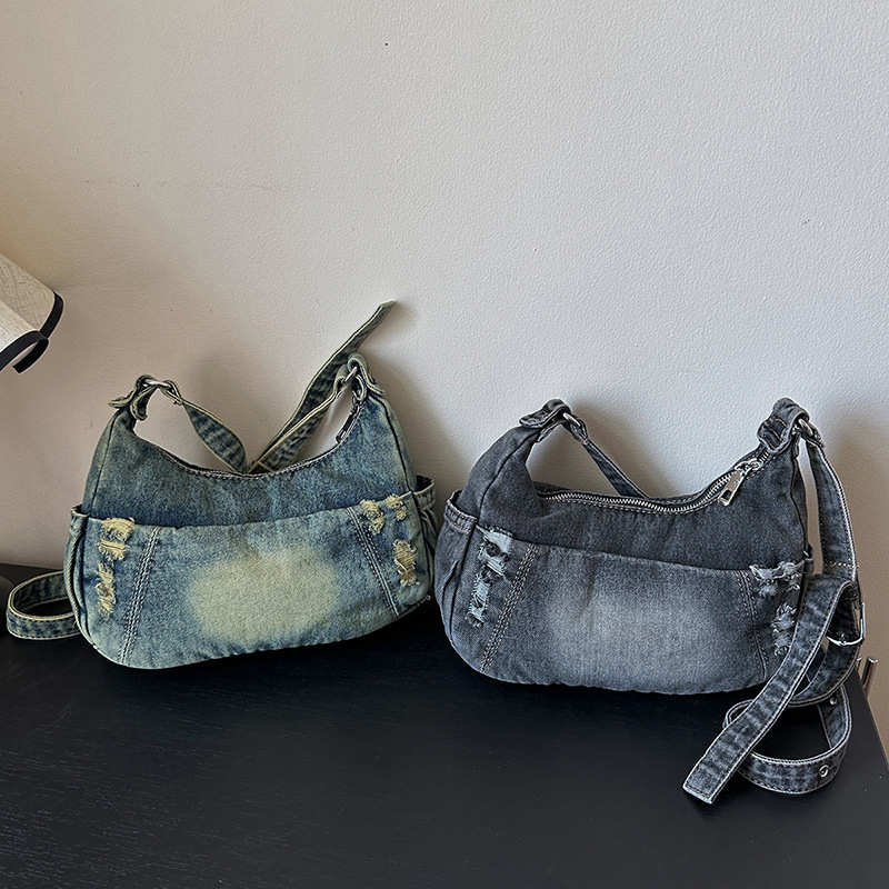 Ženska denim torba preko ramena, 2025 nova moda, dumpling-stil crossbody, svakodnevna torba
