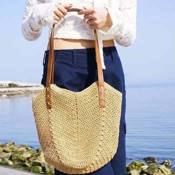 Geantă de plajă din sfoară de bumbac, stil casual, geantă Tote, formă verticală pătrată, fermoar, buzunar interior pentru telefon