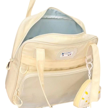 Auduma crossbody skolas soma, ietilpība 36-55 L, der 9 collu klēpjdatoram, izliektā pleca siksna, ielas stils