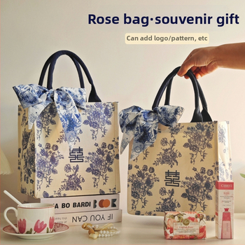 Geantă cadou pentru domnișoarele de onoare – pânză, stil festiv, personalizabilă, imprimare logo disponibilă, cusătură