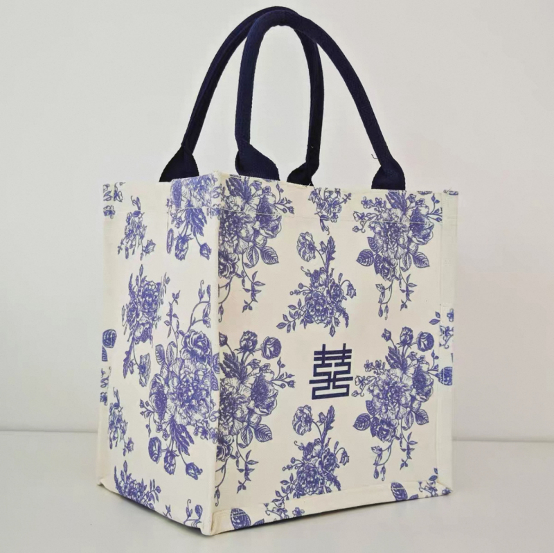 Geantă cadou pentru domnișoarele de onoare – pânză, stil festiv, personalizabilă, imprimare logo disponibilă, cusătură