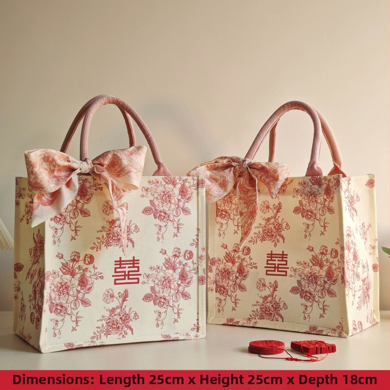 Geantă cadou pentru domnișoarele de onoare – pânză, stil festiv, personalizabilă, imprimare logo disponibilă, cusătură