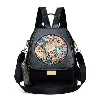 PU ādas mugursoma, universāla, pilsētas stils, dzīvnieku raksts, ietilpība zem 20 L, piemērota 12 collu klēpjdatoram