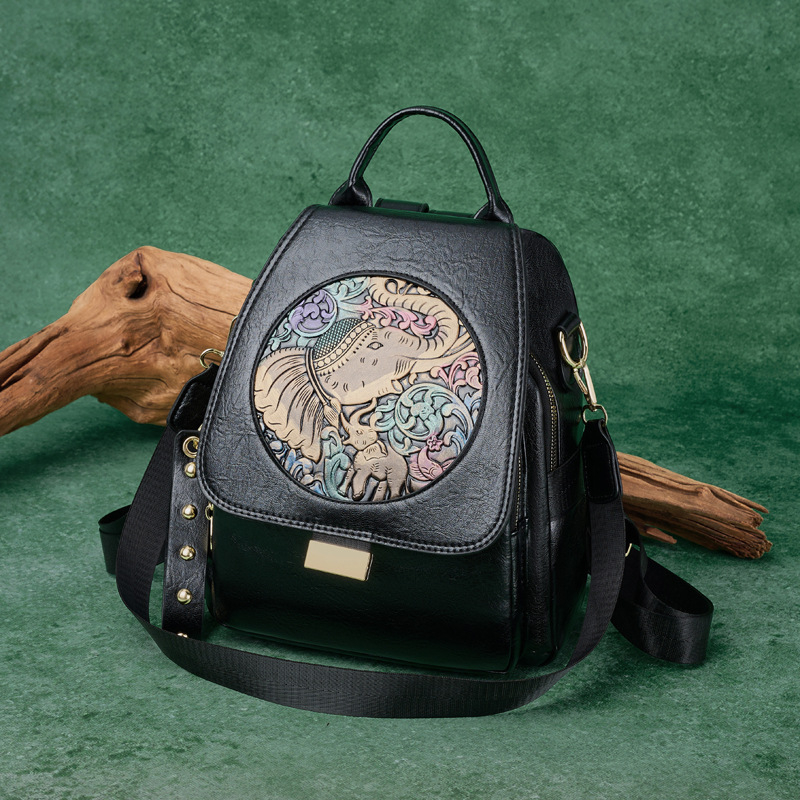 PU ādas mugursoma, universāla, pilsētas stils, dzīvnieku raksts, ietilpība zem 20 L, piemērota 12 collu klēpjdatoram