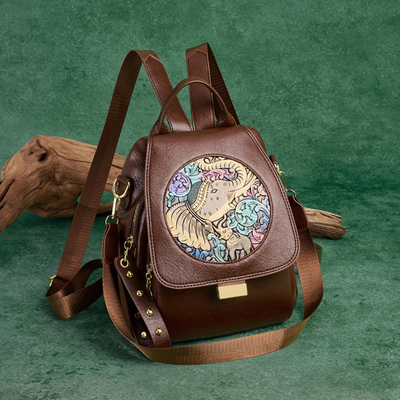 PU ādas mugursoma, universāla, pilsētas stils, dzīvnieku raksts, ietilpība zem 20 L, piemērota 12 collu klēpjdatoram