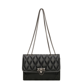 Crossbody torbica s dijamantnim lancem, mala kvadratna forma, PU denim, gradski stil, proljeće 2024, zatvaranje lokotom, podstava od sintetičke kože, unutarnja džep